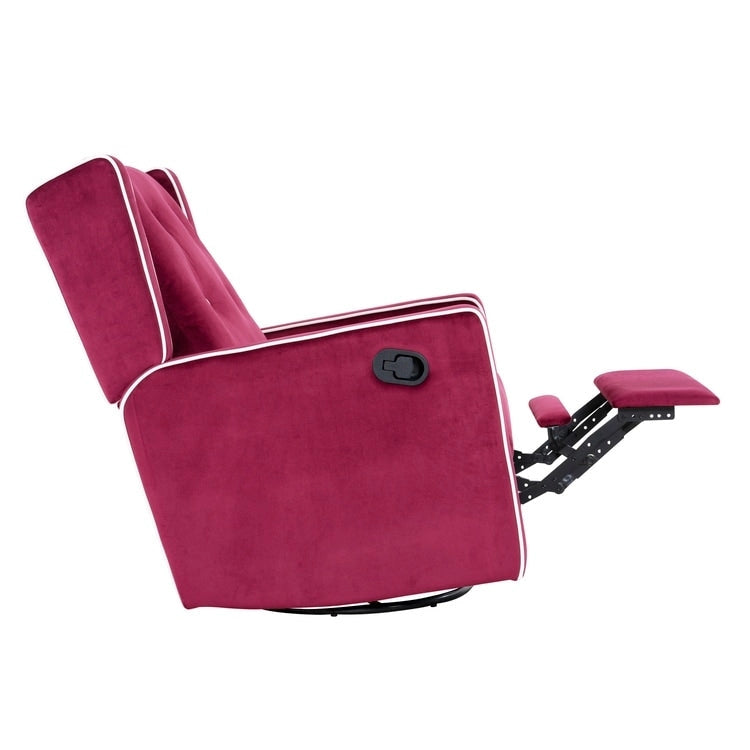 Sillón reclinable giratorio y balancín de microfibra y madera maciza, para sala de estar, dormitorio