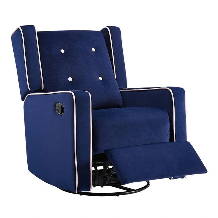 Sillón reclinable giratorio y balancín de microfibra y madera maciza, para sala de estar, dormitorio