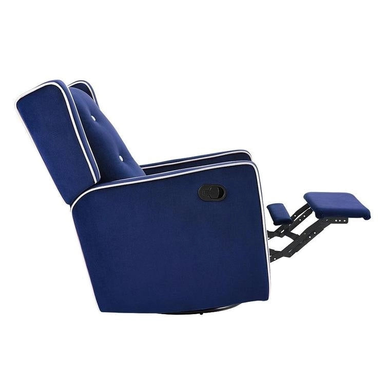 Sillón reclinable giratorio y balancín de microfibra y madera maciza, para sala de estar, dormitorio