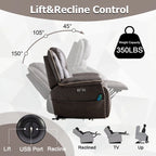 Sillón reclinable eléctrico cómodo con masaje, calefacción, portavasos y puerto USB