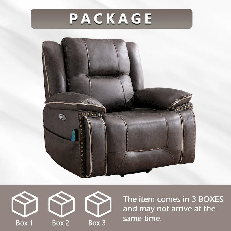 Sillón reclinable eléctrico cómodo con masaje, calefacción, portavasos y puerto USB