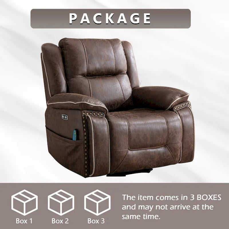 Sillón reclinable eléctrico cómodo con masaje, calefacción, portavasos y puerto USB