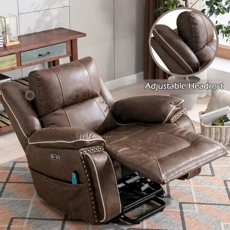 Sillón reclinable eléctrico cómodo con masaje, calefacción, portavasos y puerto USB
