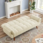 Sofá cama futón de 75.39 pulgadas, sofá cama tapizado convertible con respaldo reclinable dividido y capitoné
