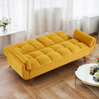 Sofá cama futón de 75.39 pulgadas, sofá cama tapizado convertible con respaldo reclinable dividido y capitoné