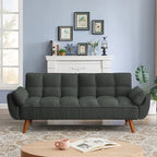 Sofá cama futón de 75.39 pulgadas, sofá cama tapizado convertible con respaldo reclinable dividido y capitoné