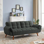 Sofá cama futón de 75.39 pulgadas, sofá cama tapizado convertible con respaldo reclinable dividido y capitoné