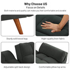 Sofá cama futón de 75.39 pulgadas, sofá cama tapizado convertible con respaldo reclinable dividido y capitoné