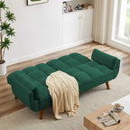 Sofá cama futón de 75.39 pulgadas, sofá cama tapizado convertible con respaldo reclinable dividido y capitoné