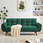Sofá cama futón de 75.39 pulgadas, sofá cama tapizado convertible con respaldo reclinable dividido y capitoné