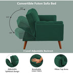 Sofá cama futón de 75.39 pulgadas, sofá cama tapizado convertible con respaldo reclinable dividido y capitoné