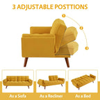 Sofá cama futón de 75.39 pulgadas, sofá cama tapizado convertible con respaldo reclinable dividido y capitoné