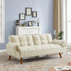 Sofá cama futón de 75.39 pulgadas, sofá cama tapizado convertible con respaldo reclinable dividido y capitoné