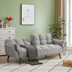 Sofá cama futón de 75.39 pulgadas, sofá cama tapizado convertible con respaldo reclinable dividido y capitoné