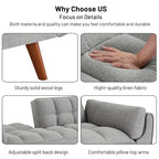 Sofá cama futón de 75.39 pulgadas, sofá cama tapizado convertible con respaldo reclinable dividido y capitoné