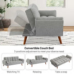 Sofá cama futón de 75.39 pulgadas, sofá cama tapizado convertible con respaldo reclinable dividido y capitoné