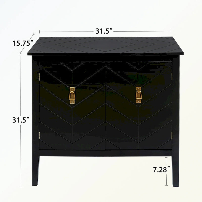 Aparador de madera de 2 puertas en negro/blanco roto, con estantes ajustables