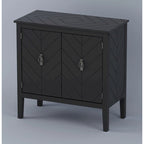 Aparador de madera de 2 puertas en negro/blanco roto, con estantes ajustables