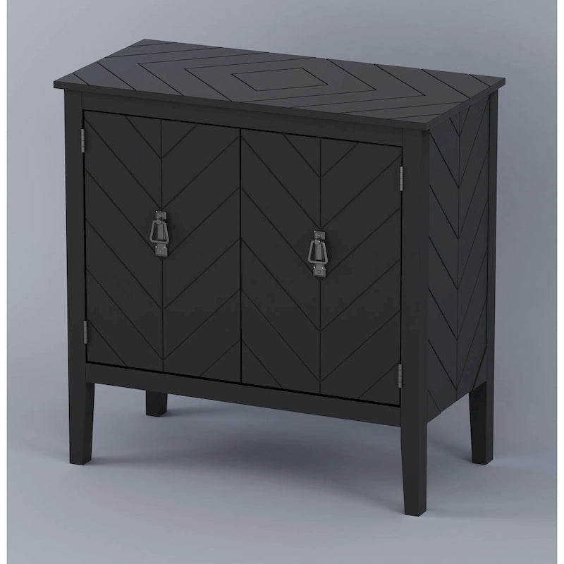 Aparador de madera de 2 puertas en negro/blanco roto, con estantes ajustables