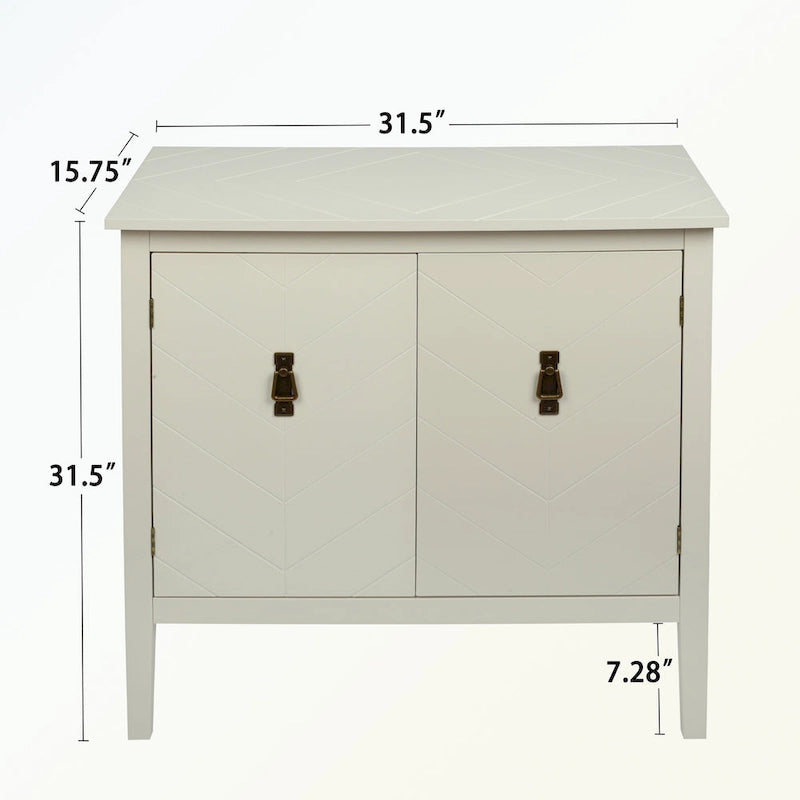 Aparador de madera de 2 puertas en negro/blanco roto, con estantes ajustables