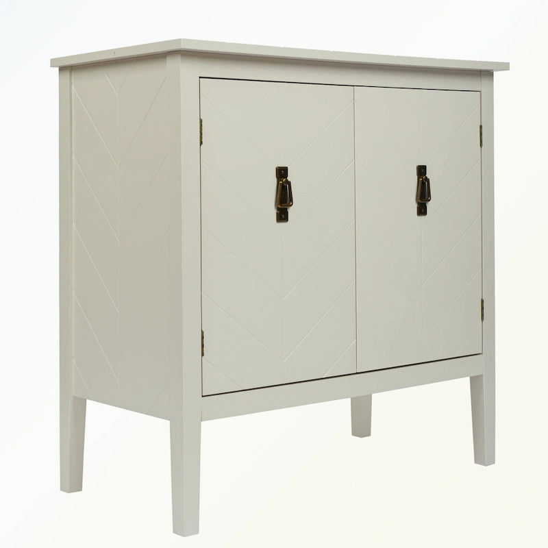 Aparador de madera de 2 puertas en negro/blanco roto, con estantes ajustables