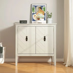 Aparador de madera de 2 puertas en negro/blanco roto, con estantes ajustables