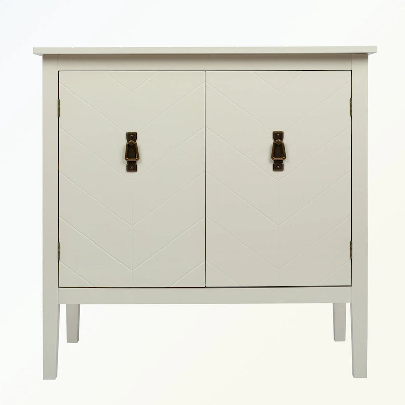 Aparador de madera de 2 puertas en negro/blanco roto, con estantes ajustables