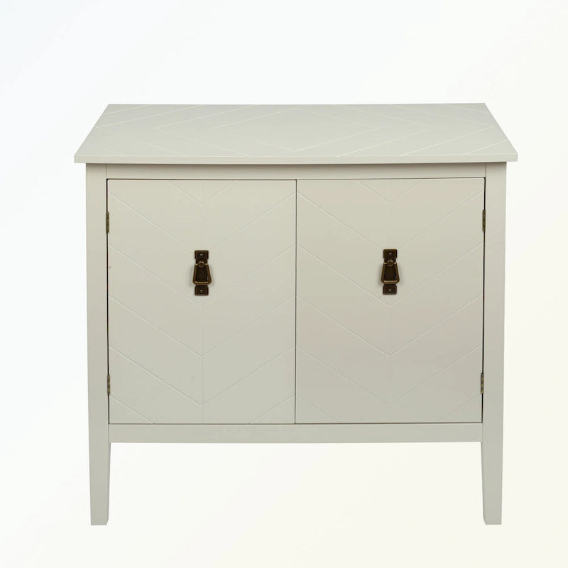 Aparador de madera de 2 puertas en negro/blanco roto, con estantes ajustables
