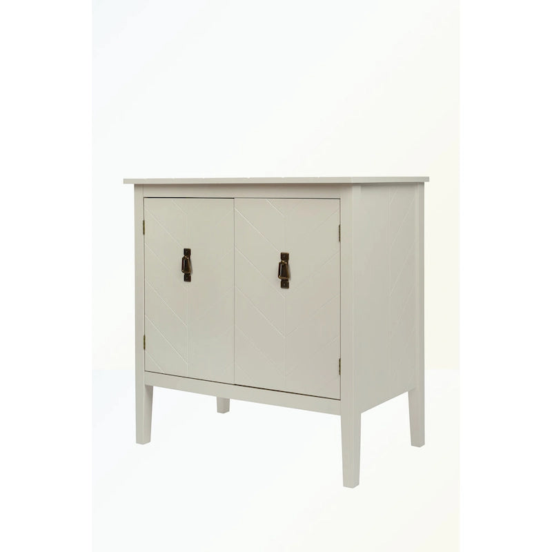 Aparador de madera de 2 puertas en negro/blanco roto, con estantes ajustables