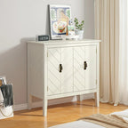 Aparador de madera de 2 puertas en negro/blanco roto, con estantes ajustables