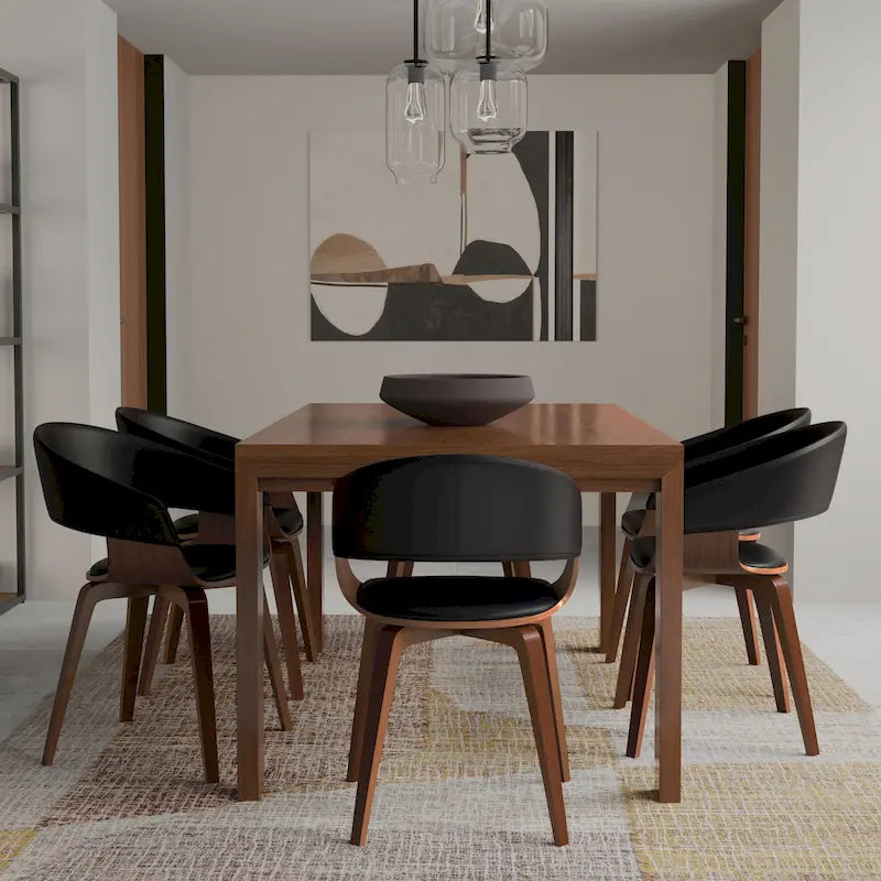 Silla de comedor individual de madera curvada de mediados de siglo - 20.5 an. x 21.7 prof. x 30.9 al.