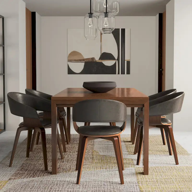 Silla de comedor individual de madera curvada de mediados de siglo - 20.5 an. x 21.7 prof. x 30.9 al.