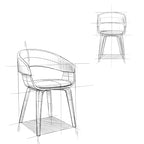 Silla de comedor individual de madera curvada de mediados de siglo - 20.5 an. x 21.7 prof. x 30.9 al.