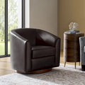 Sillón giratorio moderno de piel sintética con base de madera maciza