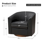 Sillón giratorio moderno de piel sintética con base de madera maciza