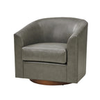 Sillón giratorio moderno de piel sintética con base de madera maciza
