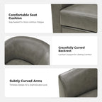 Sillón giratorio moderno de piel sintética con base de madera maciza