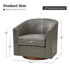 Sillón giratorio moderno de piel sintética con base de madera maciza