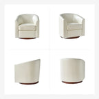 Sillón giratorio moderno de piel sintética con base de madera maciza