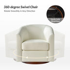 Sillón giratorio moderno de piel sintética con base de madera maciza