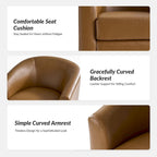 Sillón giratorio moderno de piel sintética con base de madera maciza