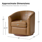 Sillón giratorio moderno de piel sintética con base de madera maciza