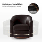 Sillón giratorio moderno de piel sintética con base de madera maciza