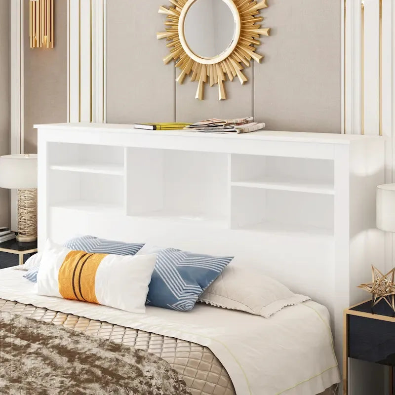 Cabecero de librería tamaño Queen con orificio para pasar cables y luces