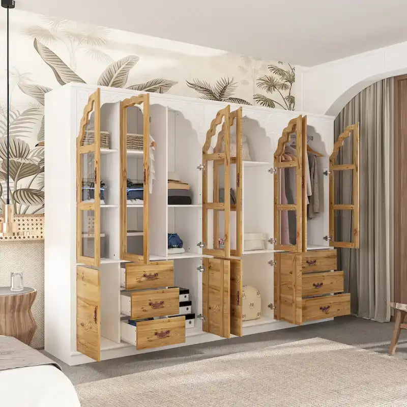 Armario rústico expandible con puerta de cristal