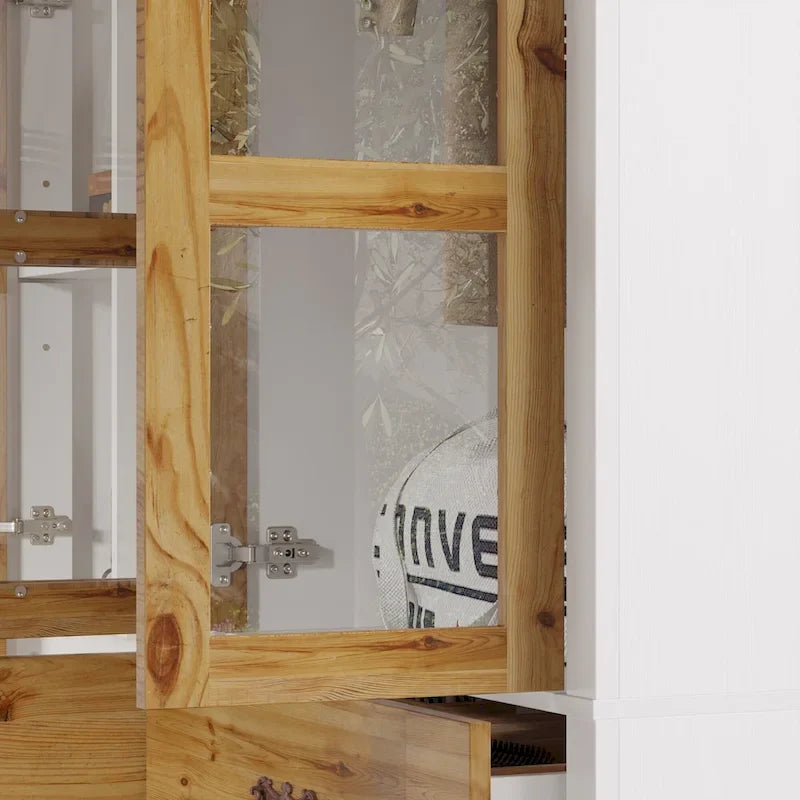 Armario rústico expandible con puerta de cristal