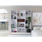 Juego de 3 libreros modulares de 4 estantes, blanco/multicolor/negro, montaje entre 3 personas