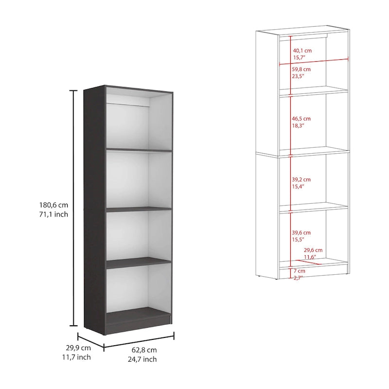 Juego de 3 libreros modulares de 4 estantes, blanco/multicolor/negro, montaje entre 3 personas