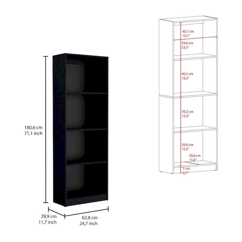 Juego de 3 libreros modulares de 4 estantes, blanco/multicolor/negro, montaje entre 3 personas