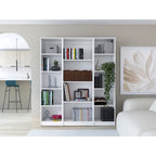 Juego de 3 libreros modulares de 4 estantes, blanco/multicolor/negro, montaje entre 3 personas